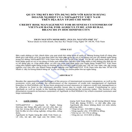 Luận văn: Quản trị rủi ro tín dụng với khách hàng doanh nghiệp