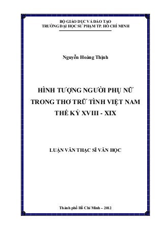 Luận văn: Hình tượng người phụ nữ trong thơ trữ tình Việt Nam