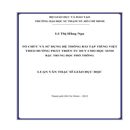 Hệ thống bài tập Tiếng Việt theo hướng phát triển tư duy cho học sinh