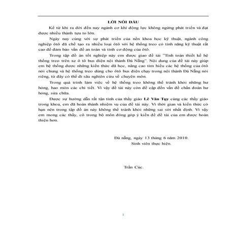 Luận văn: Thiết kế hệ thống treo trên xe ô tô bus điện ở Đà Nẵng - Gửi miễn p...