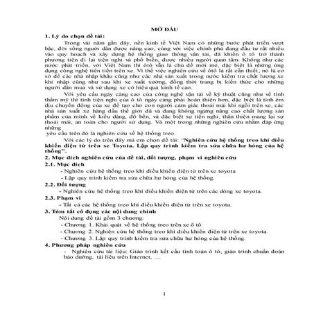 Đề tài: Nghiên cứu hệ thống treo khí điều khiển điện tử trên xe Toyota