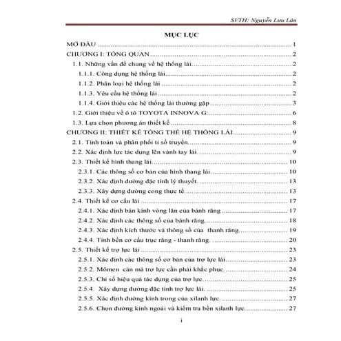 Đề tài: Thiết kế hệ thống lái xe TOYOTA INNOVA G 2010, 9đ