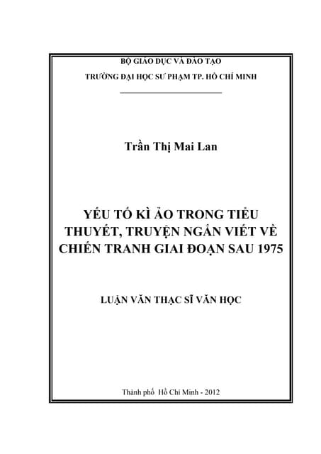 Yếu tố kì ảo trong tiểu thuyết về chiến tranh sau 1975, HAY