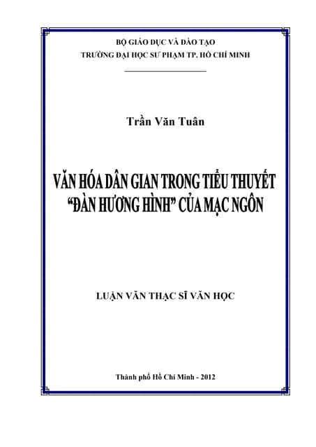 Luận văn: Văn hóa dân gian trong tiểu thuyết Đàn hương hình, HAY