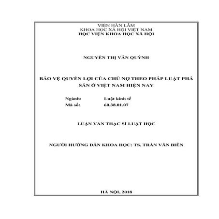 Luận văn: Bảo vệ quyền lợi của chủ nợ theo pháp luật phá sản, 9đ
