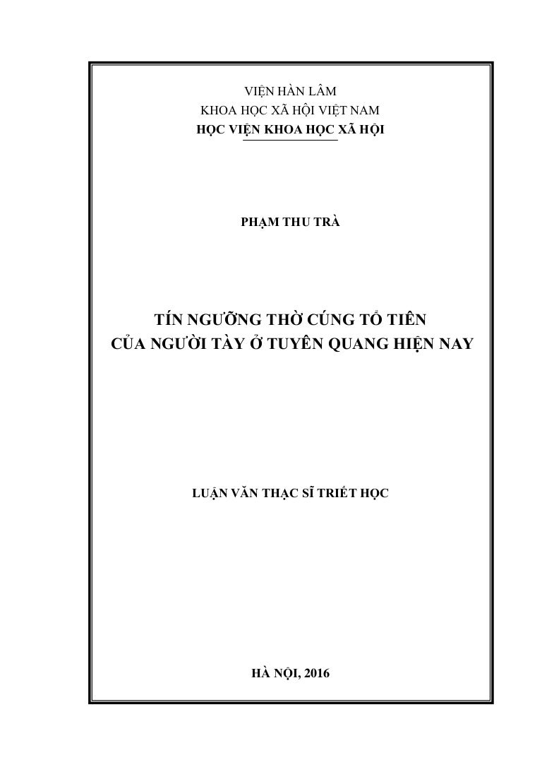 Tín ngưỡng thờ cúng tổ tiên của người Tày ở Tuyên Quang ...