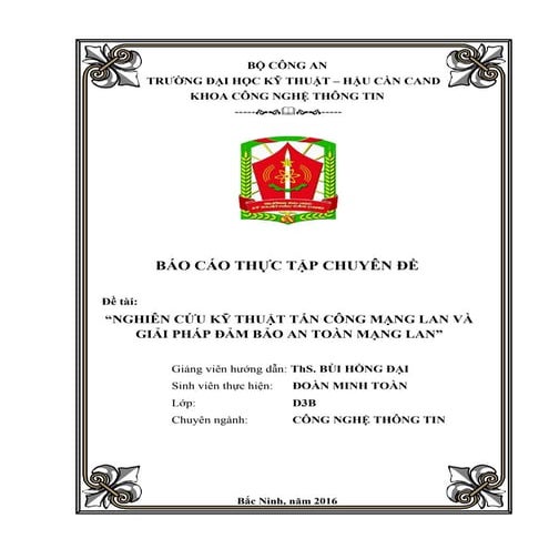 Đề tài: Nghiên cứu kỹ thuật tấn công mạng LAN và giải pháp, HAY