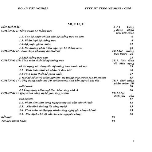 Đề tài: Tính toán thiết kế hệ thống treo xe mini 4 chỗ, HAY