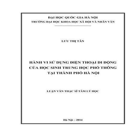 Luận văn: Hành vi sử dụng điện thoại di động của học sinh THPT