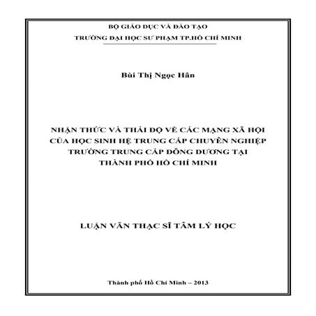 Luận văn: Nhận thức và thái độ về các mạng xã hội của học sinh