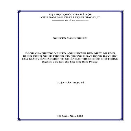 Mức độ ứng dụng công nghệ thông tin trong hoạt động dạy học...