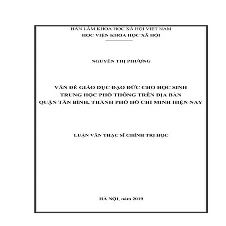 Luận văn: Giáo dục đạo đức cho học sinh THPT quận Tân Bình