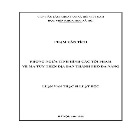 Luận văn: Phòng ngừa các tội phạm về ma túy tại TP Đà Nẵng