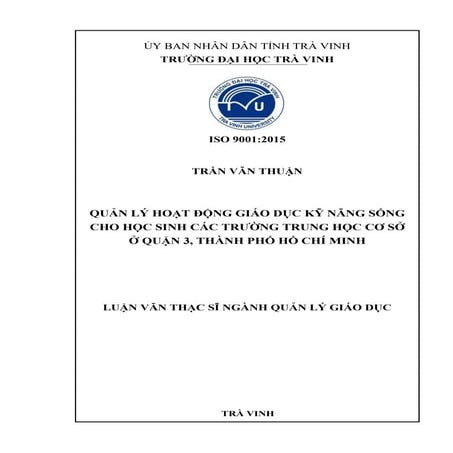 QUẢN LÝ HOẠT ĐỘNG GIÁO DỤC KỸ NĂNG SỐNG CHO HỌC SINH CÁC TRƯỜNG TRUNG HỌC CƠ ...
