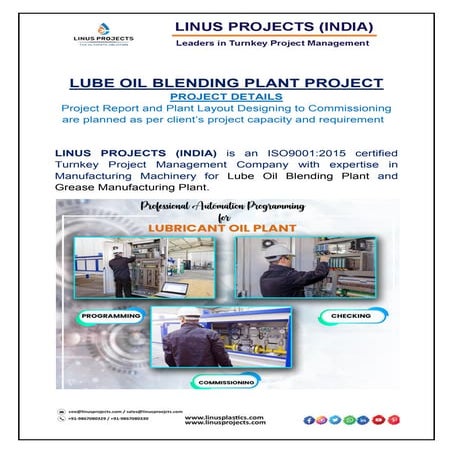 LUBRICANT OIL BLENDING PLANT & MACHINERY PDF