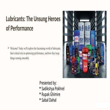 LUBRICANTS presentation slides with types functions and all