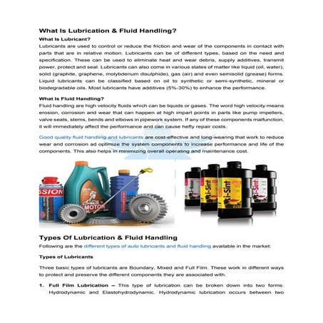 Lubrication & Fluid Handling