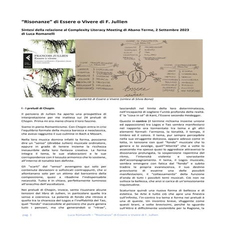 Complexity Literacy Meeting 2023 - Luca Romanelli - Risonanze di "Essere o Vi...