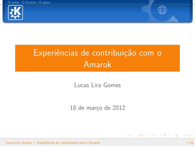 Experiências de contribuição com o KDE/Amarok