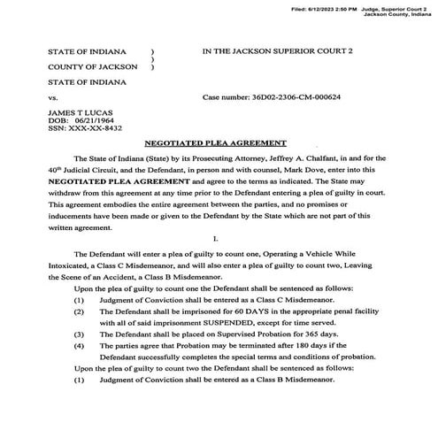 Lucas Enters Plea Deal 