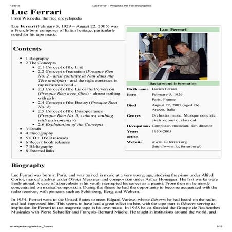Luc Ferrari, Musician | PDF