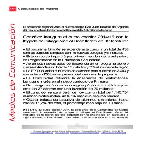 Lucia Figar visita el nuevo colegio publico San Juan Bautista de Arganda