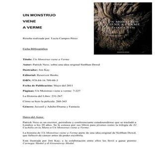 Reseña: Un monstruo vene a verme. 