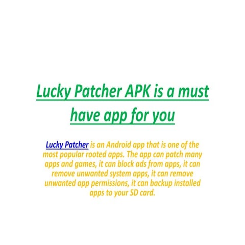 Lucky patcher apk..slide | PPTX