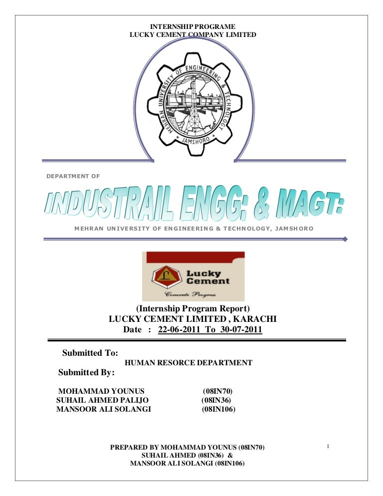 Lucky cement factory internship report
