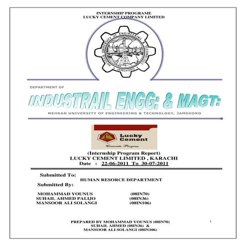 Lucky cement factory internship report