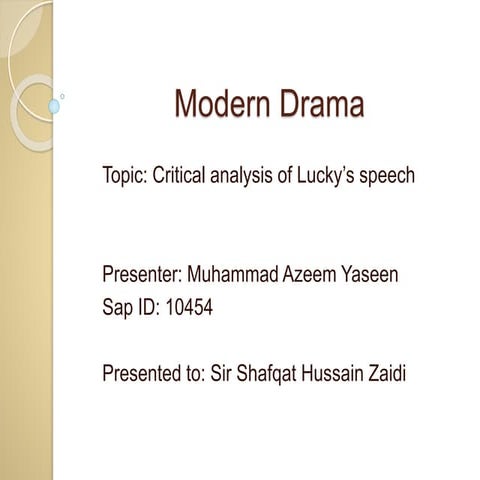Lucky's speech analysis   waiting for godot - m. azeem - shaim chaudry