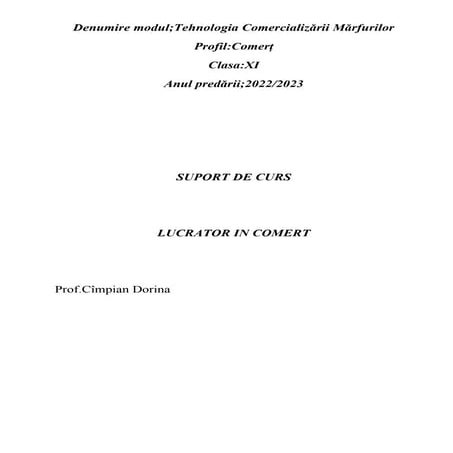 Lucrator in comert - Suport de curs