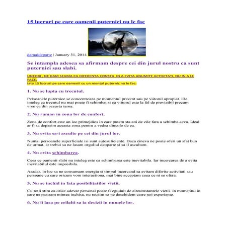 Lucruri pe care oamenii puternici nu le fac