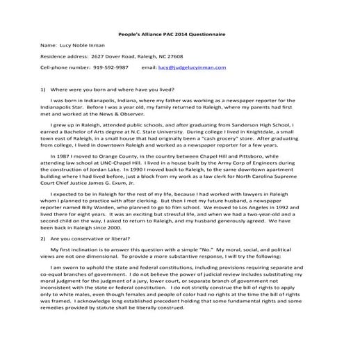 Mark Davis 2014 PA-PAC Questionnaire | PDF