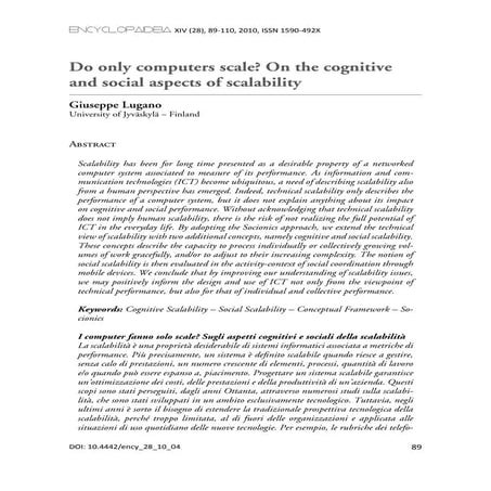 Do only computers scale?On the cognitive and social aspects of scalability
