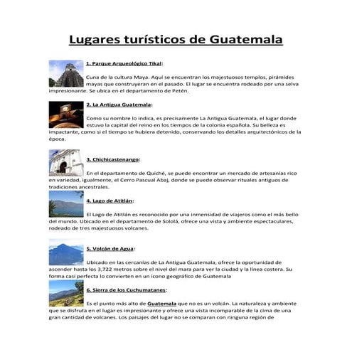 Lugares turísticos de guatemala