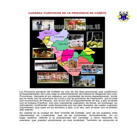 Lugares turísticos de la provincia de cañete