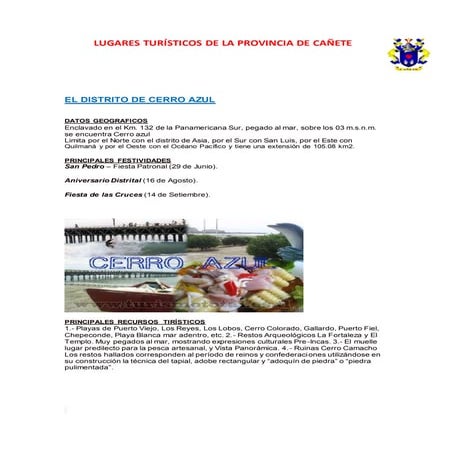 Lugares turísticos de la provincia de cañete luis-peñas