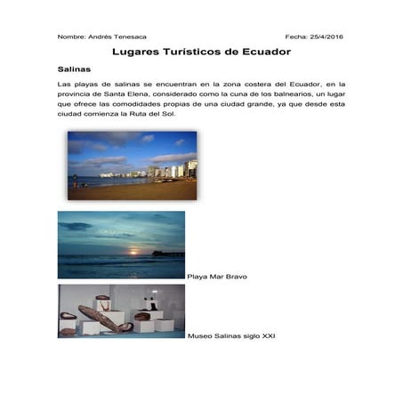 Lugares turísticos Ecuador