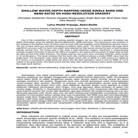Shallow Water Depth Mapping Using Single Band and Band Ratio on High-Resoluti...