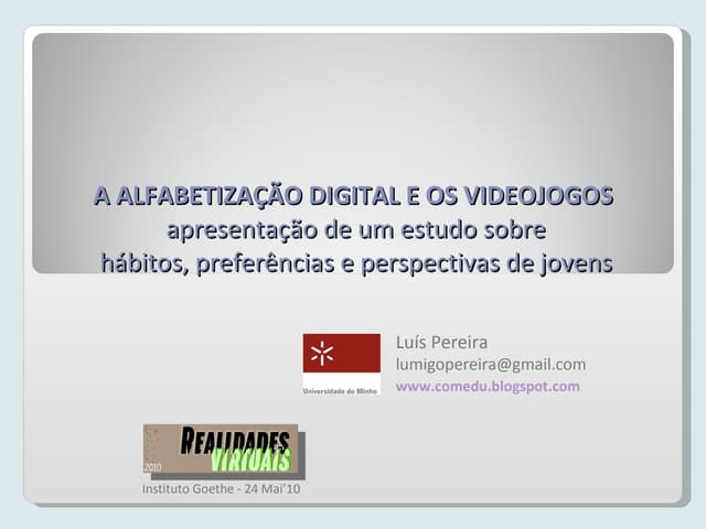 A ALFABETIZAÇÃO DIGITAL E OS VIDEOJ...