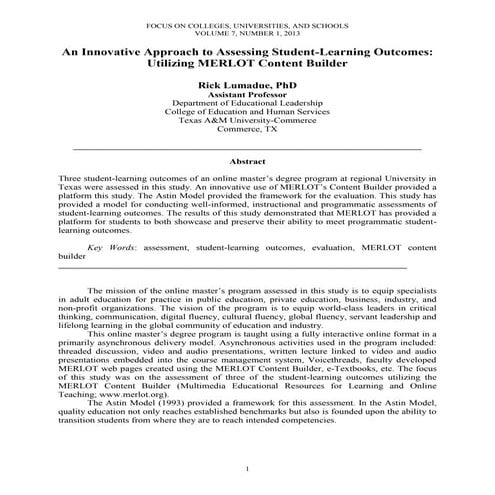 Lumadue, rick utilizing merlot content builder focus v7 n1 2013 2