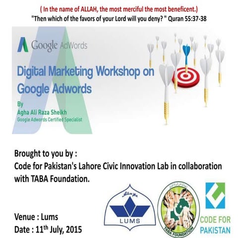 Digital Marketing Workshop on Google Adwords