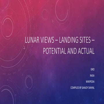 Lunar Views – Potential Landing Sites - Compiled by Sanjoy Sanyal