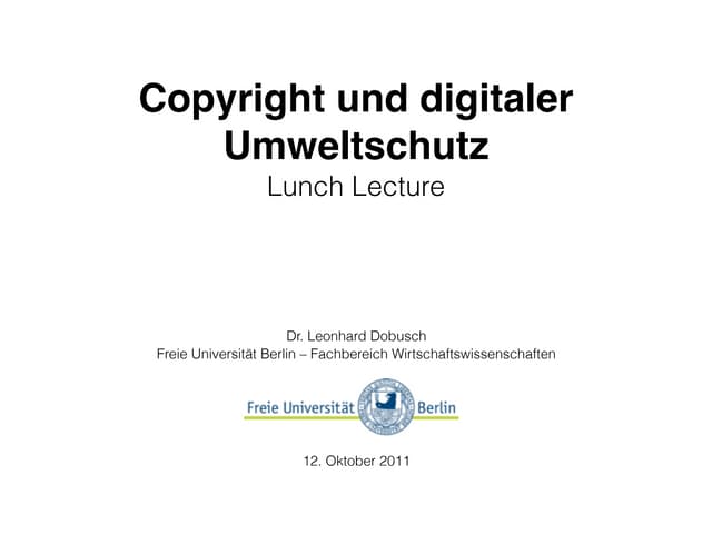 Copyright und digitaler Umweltschutz