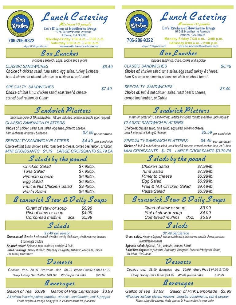 Lunch catering fall 2014