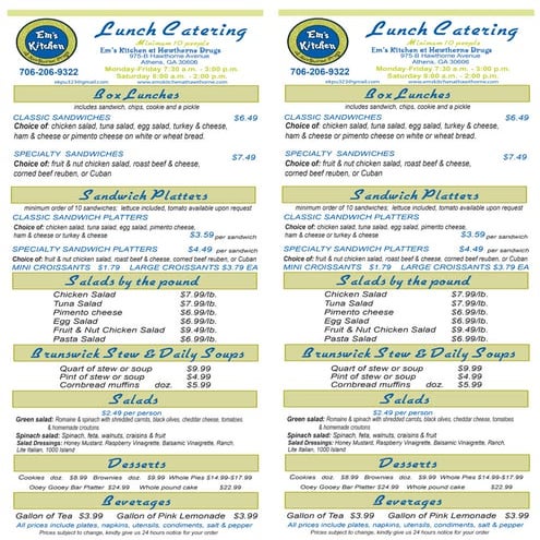 Em's kitchen menu | PDF