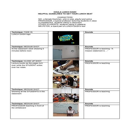 Lunch dash storyboard