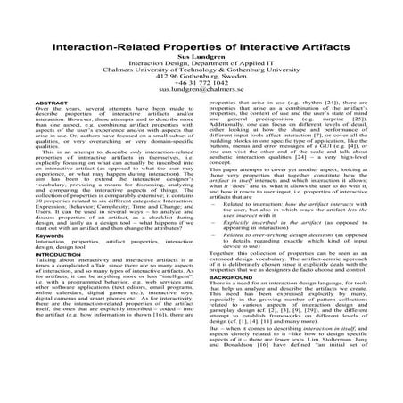 Lundgren properties of interaction artifacts