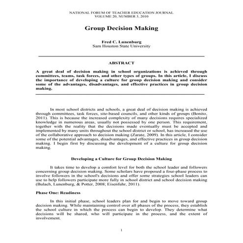 Lunenburg, fred c[1]. group decision making nftej v20 n3 2010